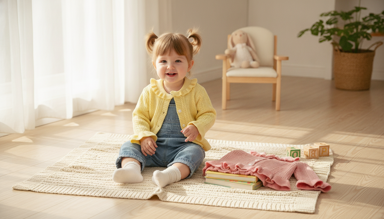 Toddler Knit Cardigan with Turn-Down Collar: Fit & Care